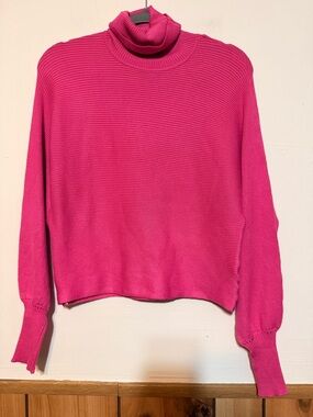 Pink Rose Bright Pink Ribbed Turtleneck Sweater